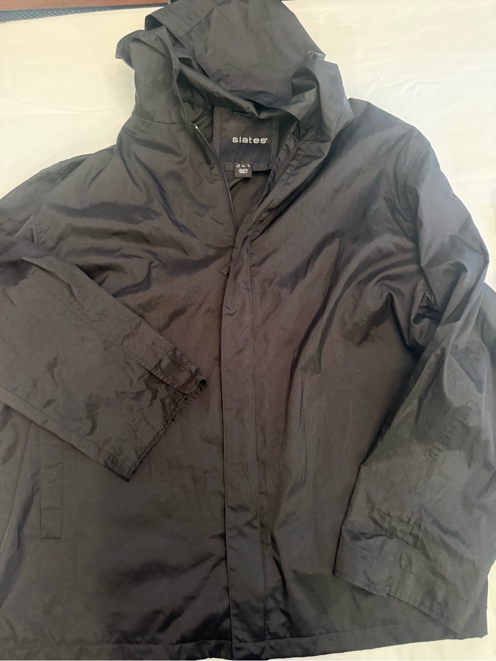 Slates Men's Black Hooded Raincoat - Classic Waterproof Jacket